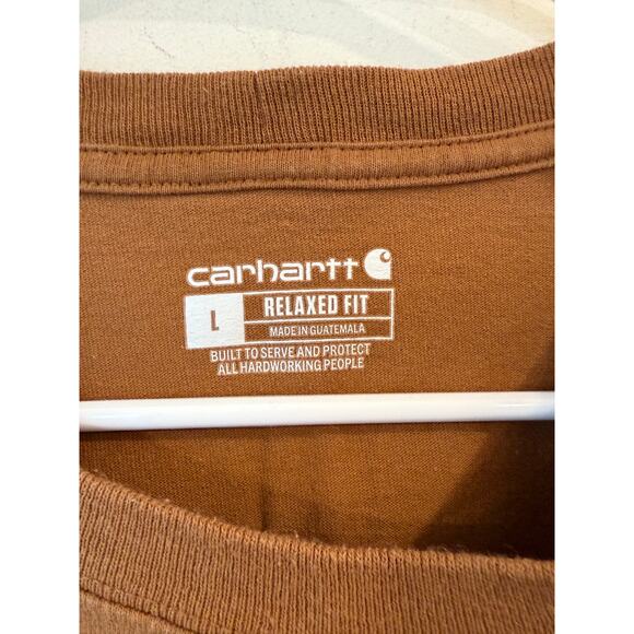 Carhartt T-Shirt Mens Large Brown Graphic Cotton Relaxed Fit Heavyweight Pocket - Picture 6 of 11